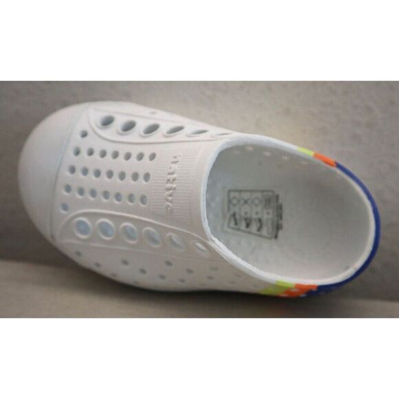 Native Toddler Kids Sz C4 White Jefferson Sugarlite Block Slip-On Shoes - Picture 8 of 10